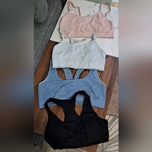 Trendy Set of Sports Bras in Black, Blue, and Pink